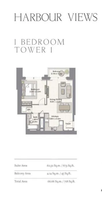 Luxury 42-Floor 1Br Flat In Harbour Views Lägenhet Dubai